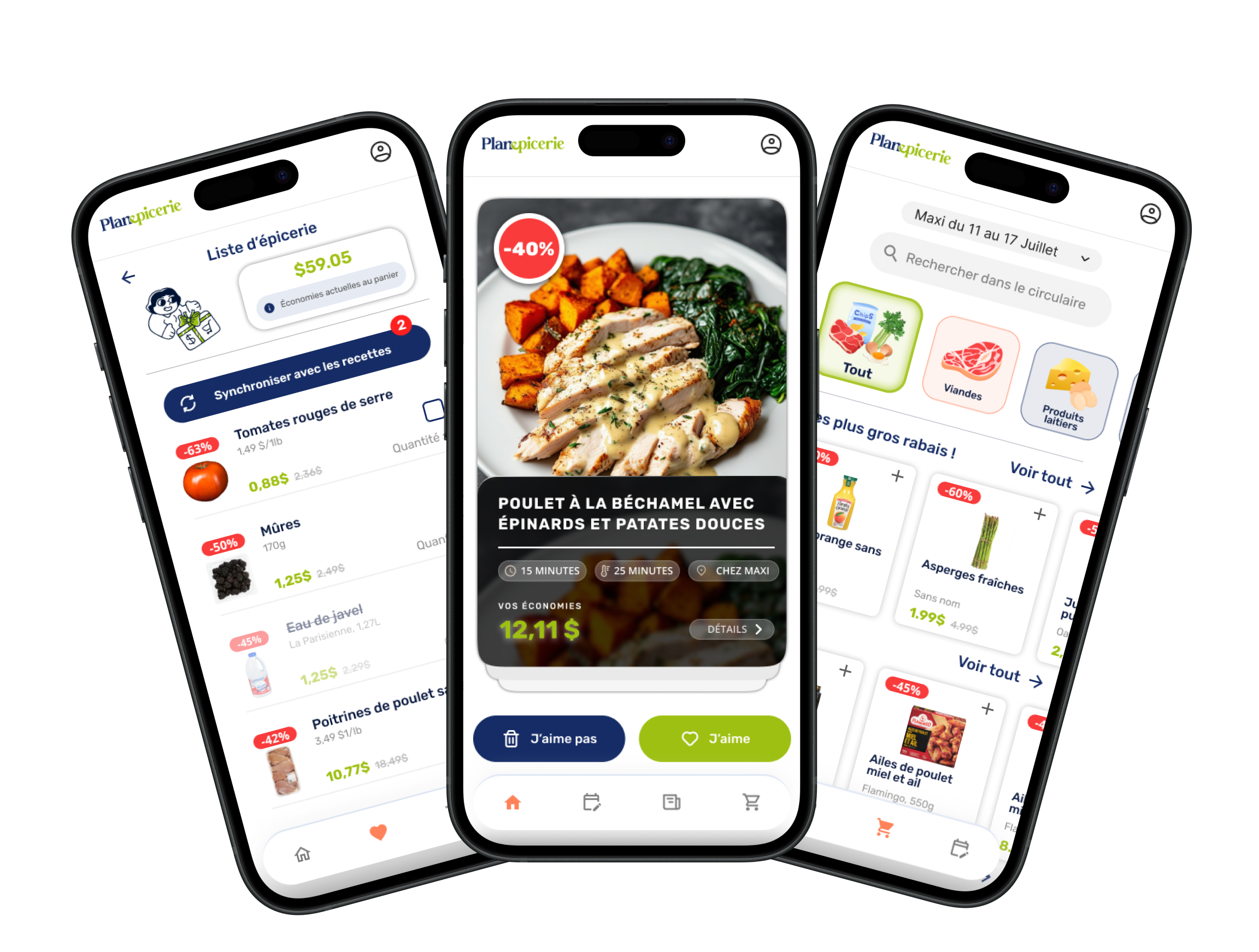 Planepicerie — aperçu des recettes de la semaine